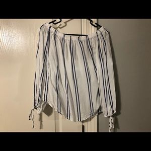 striped off the shoulder top